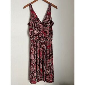 R & K Originals Women's Red Paisley‎ Sleeveless Dress Size 14